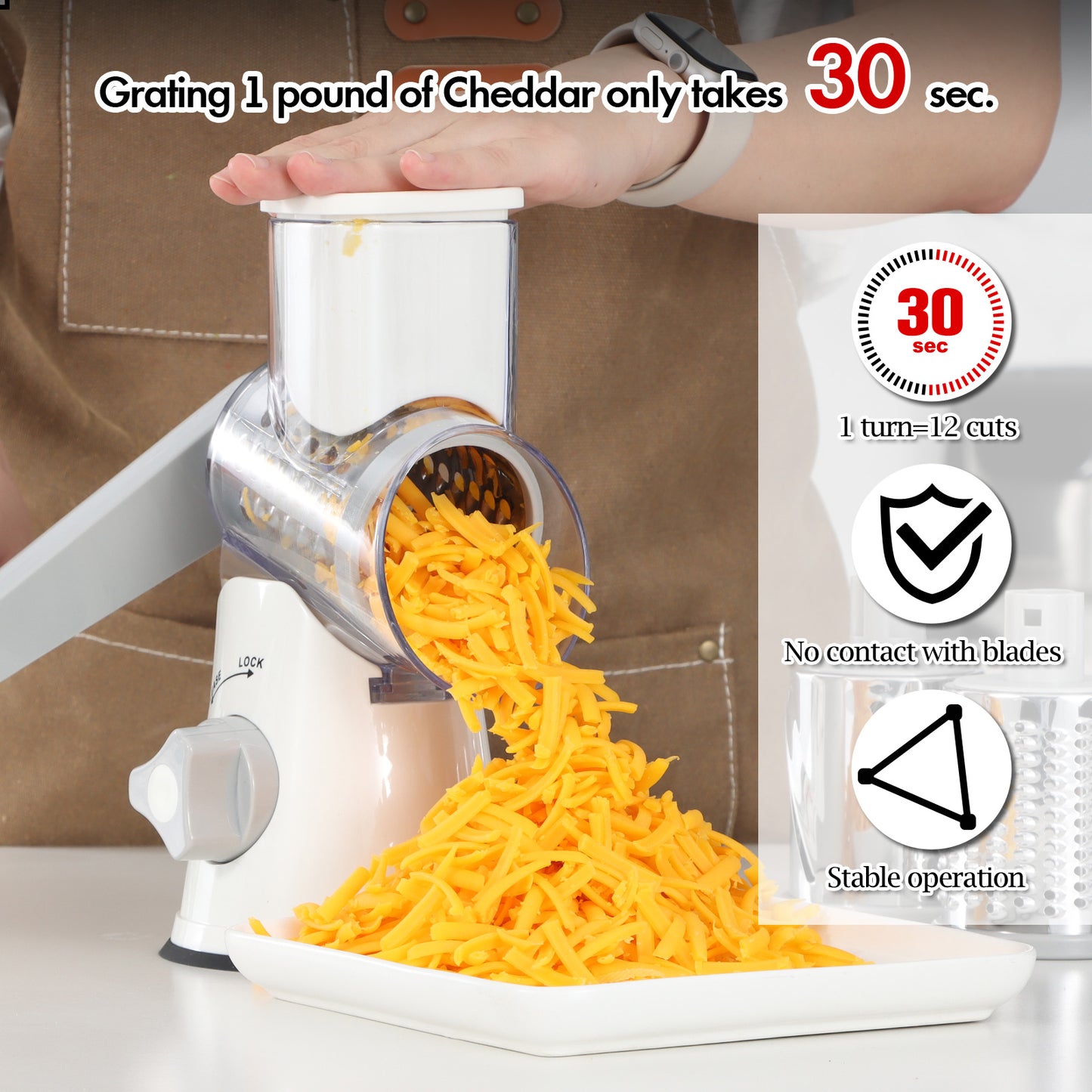 Ourokhome Rotary Cheese Grater Hand Crank with 5 Blades