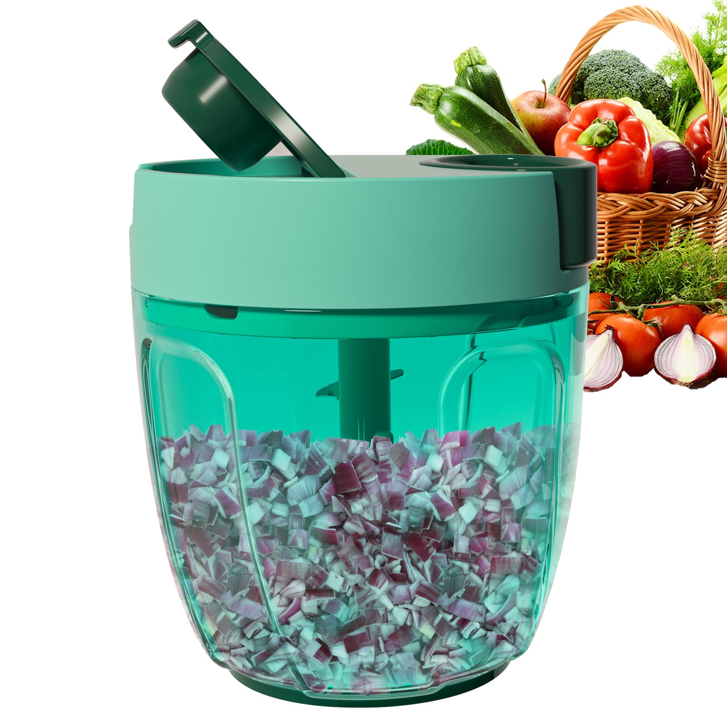 Ourokhome Hand Pull String Vegetable Chopper with Feeding Inlet