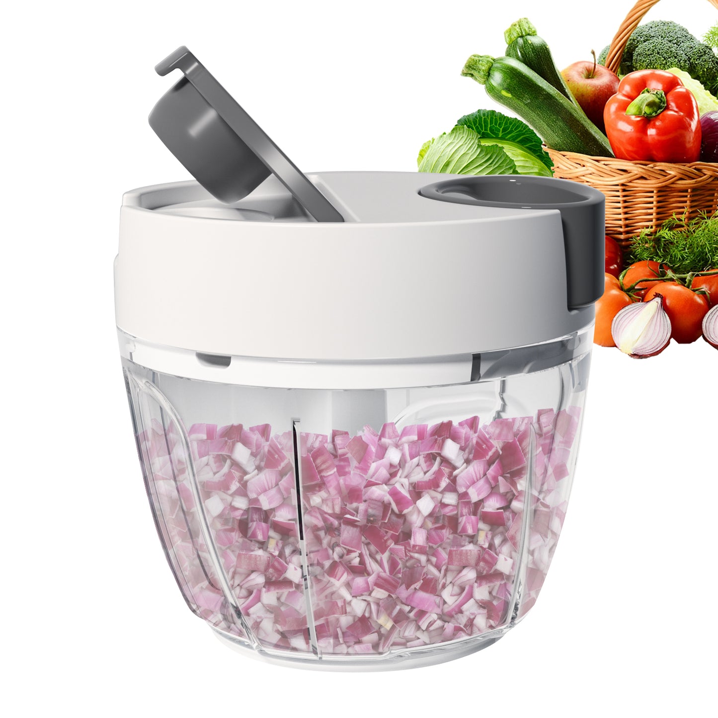 Ourokhome Hand Pull String Vegetable Chopper with Feeding Inlet