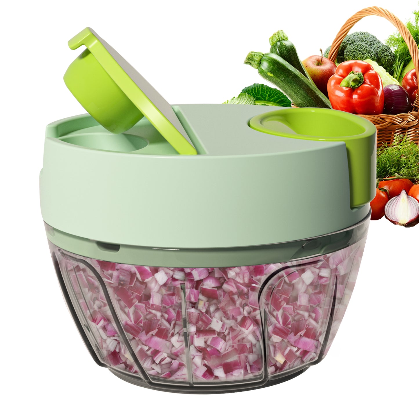 Ourokhome Hand Pull String Vegetable Chopper with Feeding Inlet