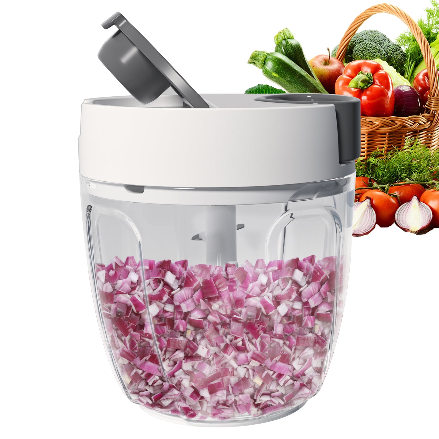 Ourokhome Hand Pull String Vegetable Chopper with Feeding Inlet