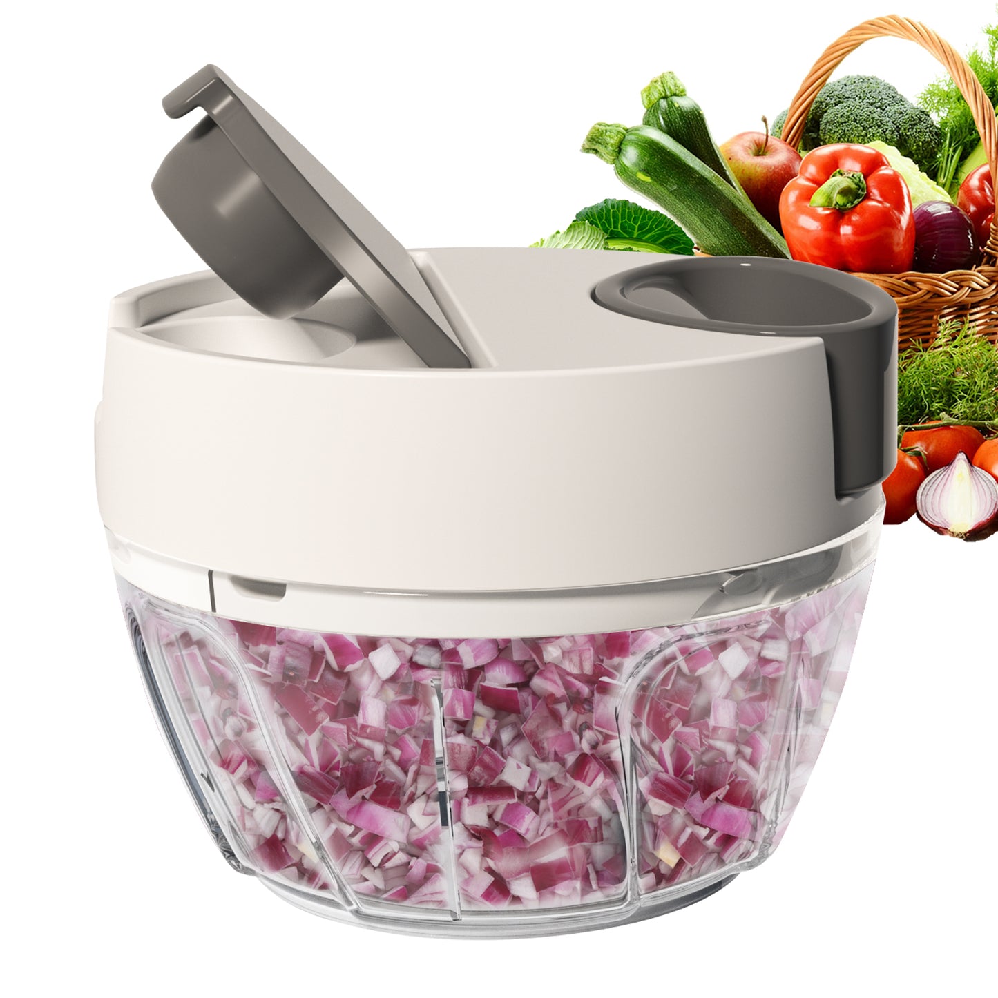 Ourokhome Hand Pull String Vegetable Chopper with Feeding Inlet