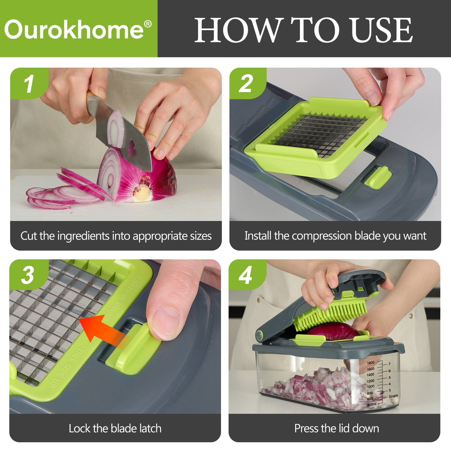 Ourokhome Vegetable Chopper Onion Cutter with Container