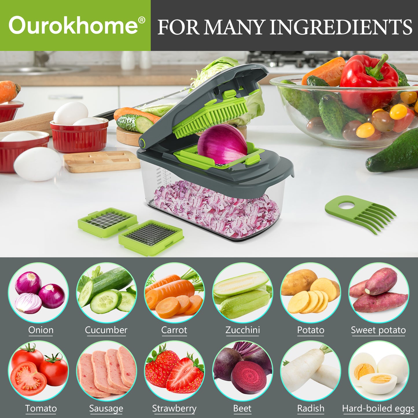 Ourokhome Vegetable Chopper Onion Cutter with Container